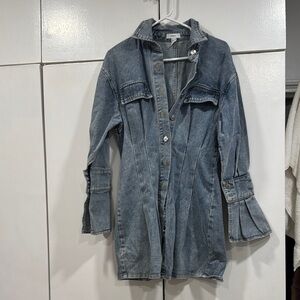 Denim Jacket with Pleated Sleeves